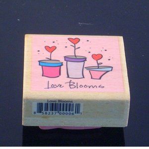 ❤️ LOVE BLOOMS Wood Mounted Rubber Stamp by Oogaloo 2X2 NEW